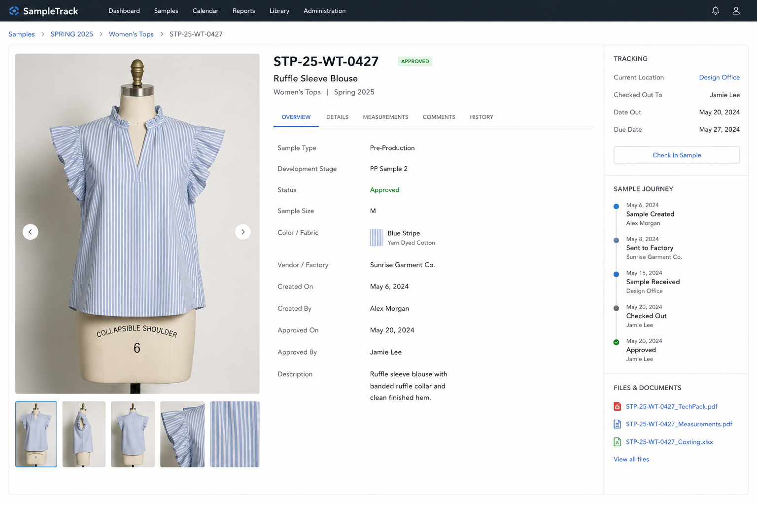 screenshot of sample management software 